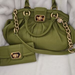 Brahmin Olive Shoulder Bag and Wallet Set